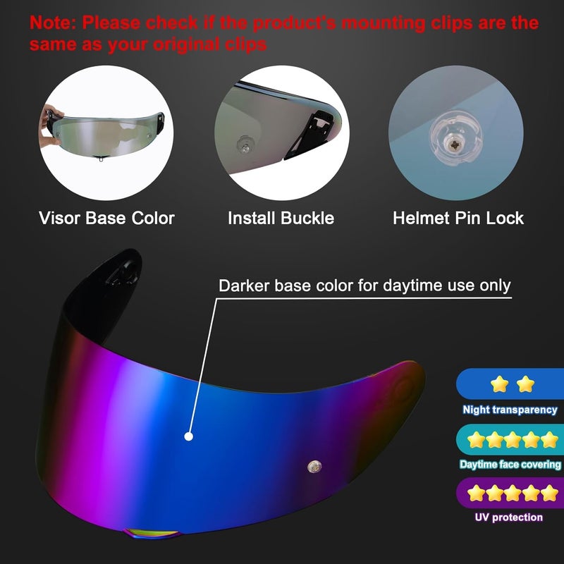 psler K1 Visor - K1 s Visor K3sv Tinted Visor k5 Face Shield Replacement for k1 k1s k3sv k5,Anti-Fog Film + Rainbow Visor - Image 5